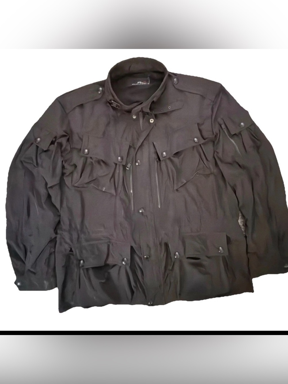 Ralph Lauren RLX Aviator Tactical Black Coated 11 pocket Jacket Men's XXL